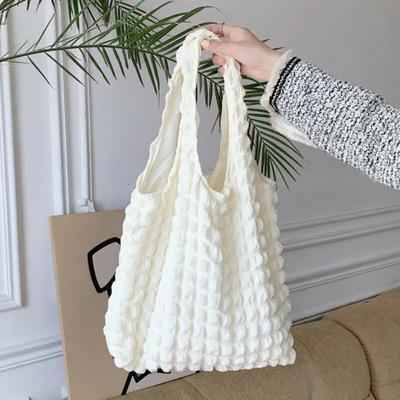 Sac à bandoulière plissé nuage bulle d'été pour femmes, couleur bonbon vintage, grande capacité, sac cabas de shopping