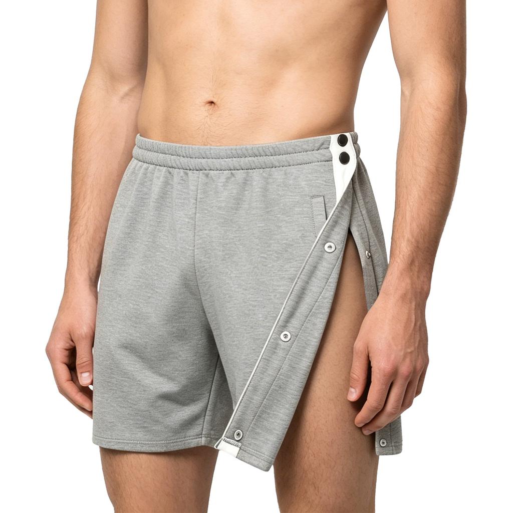 Herren Abreißbare Sportshorts Seiten mit Druckknöpfen Einfach anzuziehen Elastischer Bund Freizeithosen Adaptive Kleidung