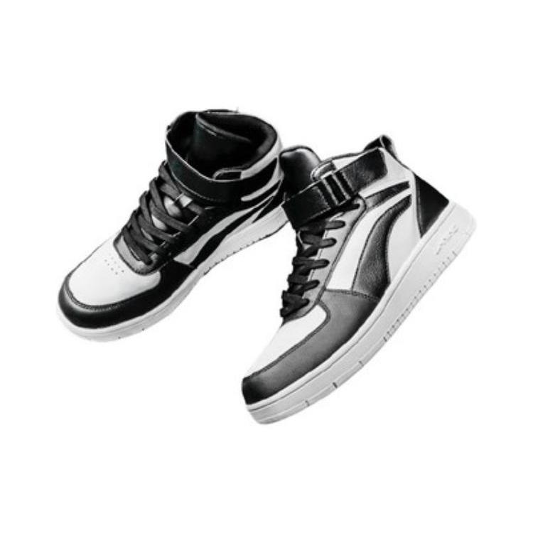 Li Ning Knight Mid Top Skateboard Shoes Men's Black White AGCM163-6
