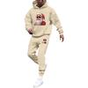 Men's Printed Hooded Sweatshirt And Sweatpants Casual Sports Suit