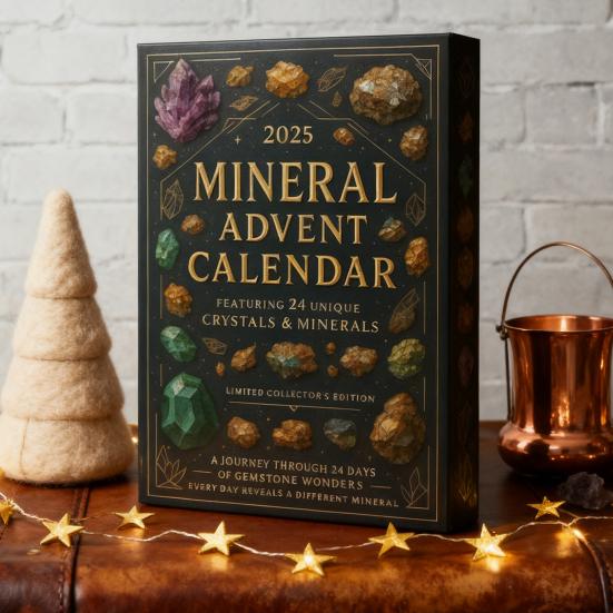 2025 Mineral Adventskalender 24 Tage Acryl Ornamente Weihnachts-Countdown Dekoration