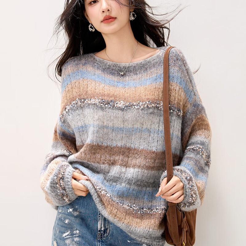 La Chapelle Mohair Blend V-Neck Knit Sweater