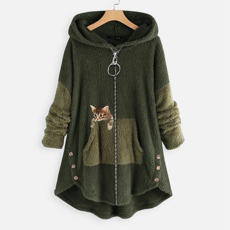 Winter Warm Zip Up Fleece Hoodies Jackets for Plus Size Women 5XL Loose Long Hooded Coats Sweatshirt Tops