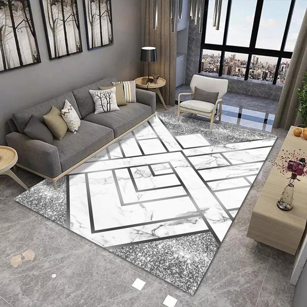

Современный коврик для пола в стиле легкой роскоши с геометрическим рисунком, шестиугольной волной, мраморной текстурой, золотым линейным узором, ковер, подходящий для различных сцен 40x60CM