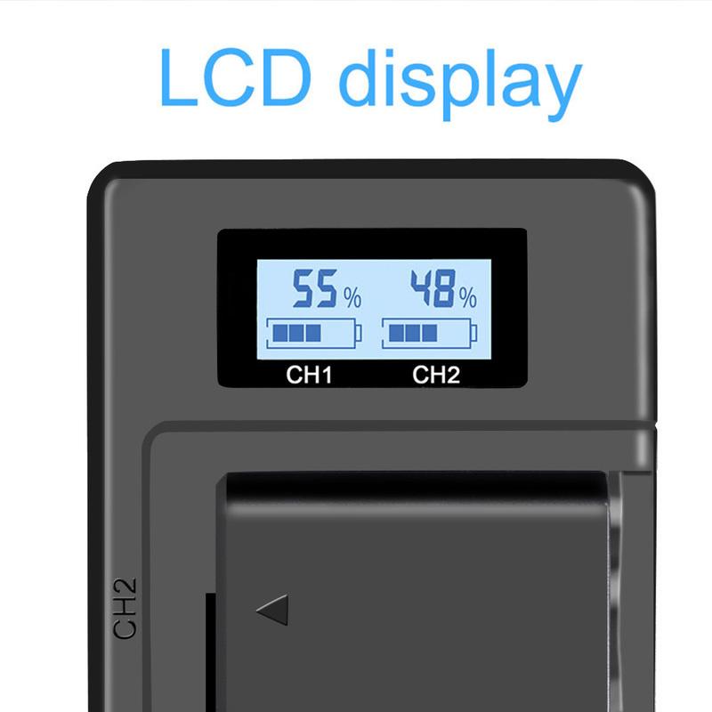 2 Slots Camera Battery Charger LCD Display Battery Charger for Sony NP-FZ100 NP-FW50 NP-FV100 NP-F960 NP-F970 Camera Batteries