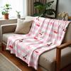 Gingham Cherry Bow Cartoon Anime Print Flannel Blanket Soft Warm Throw for Kids Bedroom Sofa Christmas Office Car