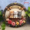 Metal Welcome Sign Wall Art Cat Decor Vintage Three Cats Welcome Symbol