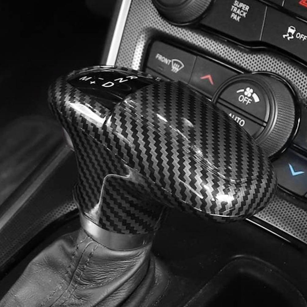 For Dodge Charger/Challenger 2015+Durango 2018+ Car Gear Shift Knob Decoration Cover Gear Shift Handle Sticker Carbon Fiber