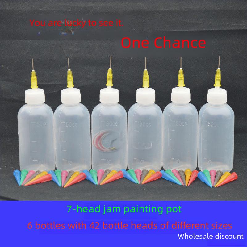 7 Başlıklı 50ml Reçel Boyama Kabı - Çekme ve Atma Hattı için Yaratıcı Mutfak Şişesi