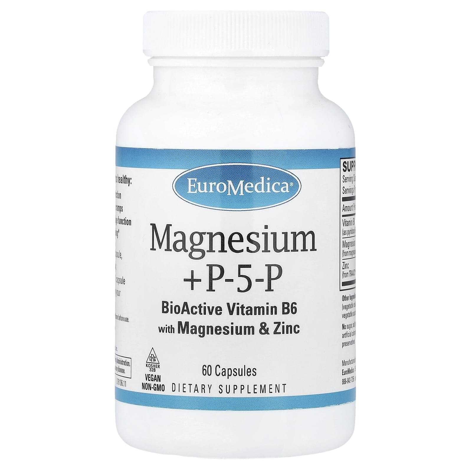 

EuroMedica, Magnesium + P5P, 60 Capsules