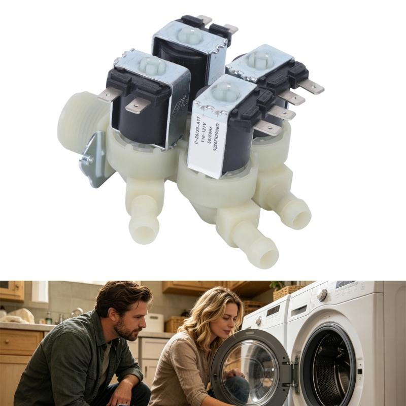 Efficient Water Inlet Valves Durability Electric Water Inlet Solenoid Valves Easy Installation Washing Machine Replacement Part