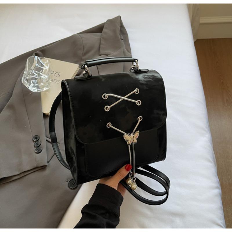 

Рюкзак Женский Модный Универсальный Повседневный Студенческий Школьный Рюкзак Нишевый Уличный Тренд Легкий Дорожный Рюкзак чёрный