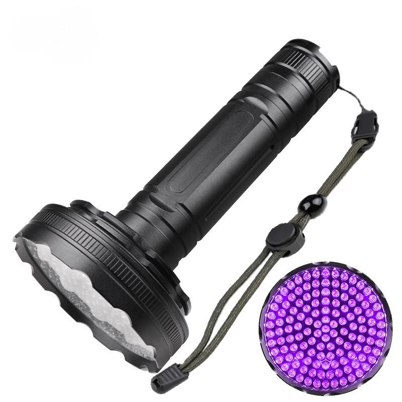 100 LED UV Purple Flashlight for Fluorescent Detection, Ultraviolet Disinfection, Anti-Counterfeiting, and Scorpion Detection.
