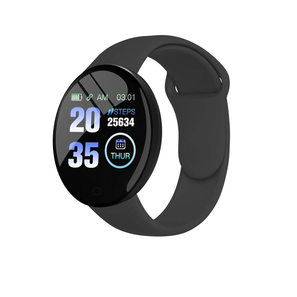 New D18 Smart Watch – Round Digital Fitness Tracker with Heart Rate Monitor for Men & Women (Band Included, PK B41)