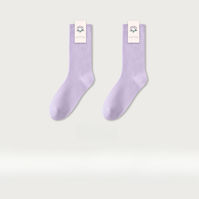 Women's Pure Cotton Mid-Tube Socks - High Breathability and Sweat-Absorbent for Autumn and Winter