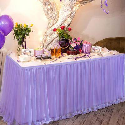 Tüll Tischrock für rechteckige Tische 4/6/9ft Knitterfreie Tischdecke mit Tutu
