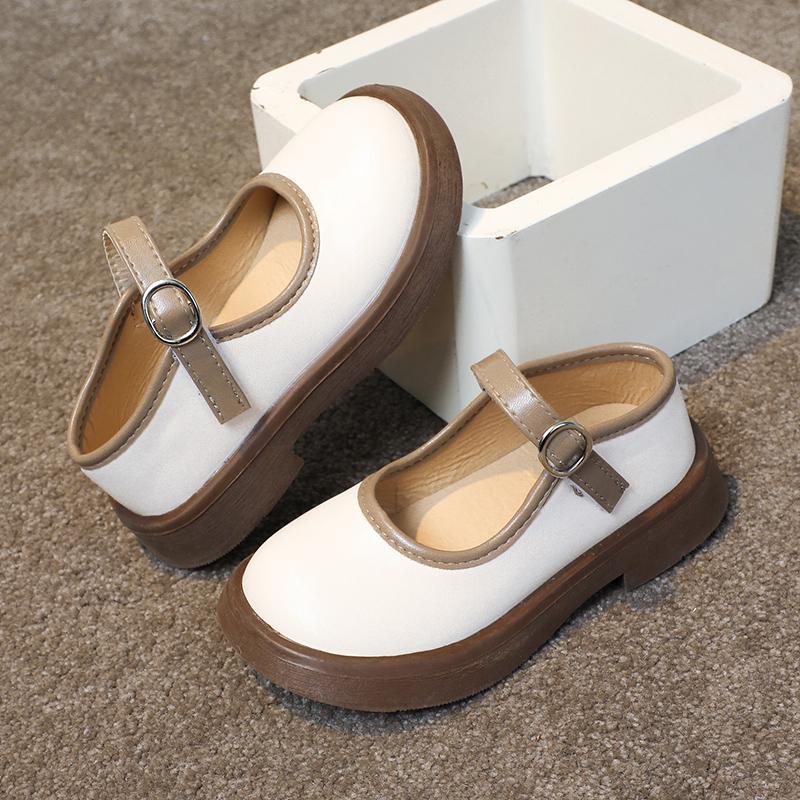 Children Fashion Girls Loafers Color Matching Soft Breatheable Cute Kids Versatile Soft Breatheable Boys Leather Shoes Simple