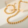Fashionable minimalist titanium steel round bead chain necklace, unique trendy 18K gold stainless steel bracelet