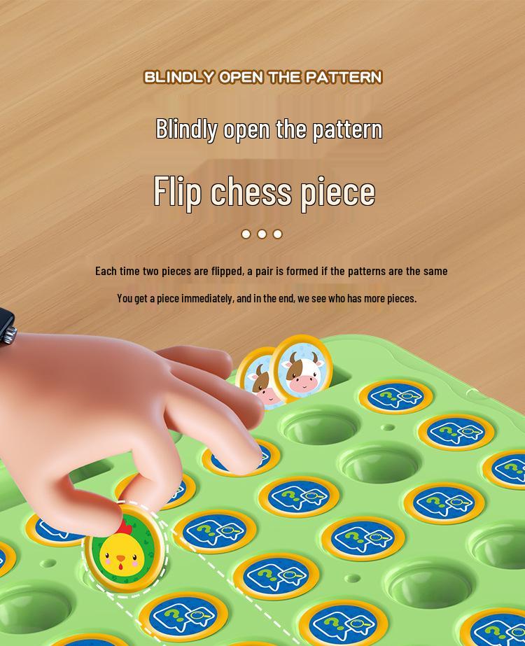 Kids' Flip Chess Memory Game: Two-Player Brain Teaser for Focus & Early Learning
