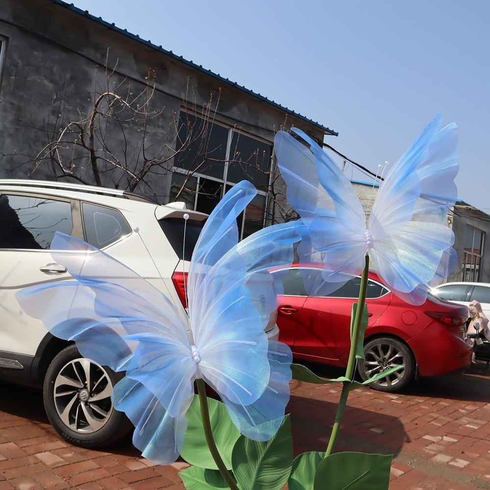 Outdoor Künstlicher Schmetterling Riesen Gaze 3D Seidengarn Schmetterling Hochzeitsfeier Dekoration