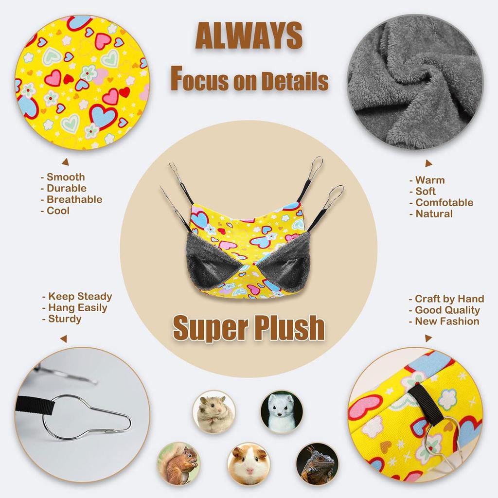 2pcs Pet Ferret Double Layer Hammock+Tunnel Set Guinea Pigs Plush Winter Warm Hanging Nest Sleeping Bed Small Pet House