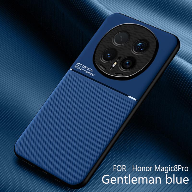 For Honor Magic 8 Pro Phone Case Shockproof Luxury Non-Slip PU Leather Texture Built-in Magnetic TPU Frame Plastic Back Cover