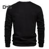Fall Winter Men Top Loose O Neck Long Sleeves Pure Color Warm Pullover Mid Length Casual Daily Wear Sport Sweatshirt