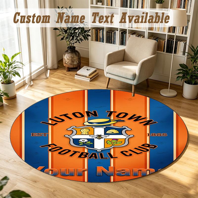 Round Rug Custom NameLuton Town Pattern Non Slip Carpet Home Floor Decor