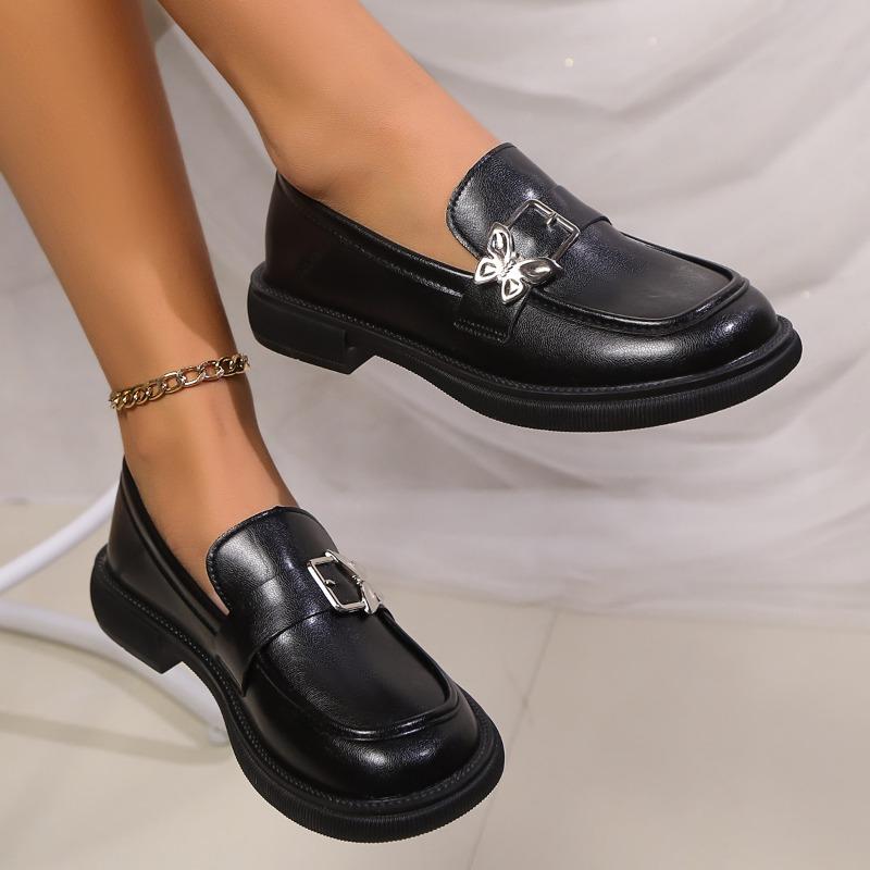 Leather Shoes Women's 2025 Black Platform Retro Spring and Autumn Single Shoes