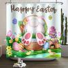 Spring Easter Shower Curtain Happy Rabbit Bunny Eggs Flower Garden Floral Holiday Waterproof Bathroom Shower Curtain With Hooks