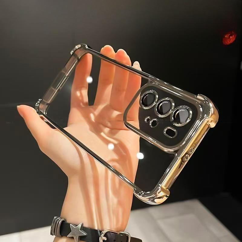 Samsung S25ultra Electroplated Mobile Phone Case Note20 Four Corner Airbag Anti Fall A73 Transparent A56 Protective Case
