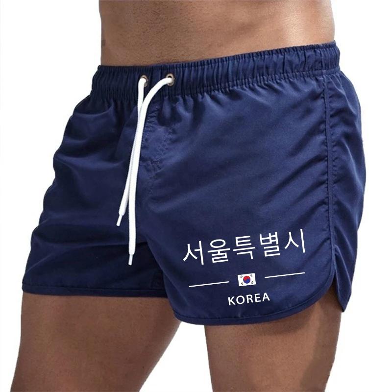 2025 New Arrival Men's Seou Kerean Printed Board Shorts Summer Beach Casual Fashion Sport Short Pants Gym Running Fitness Shorts