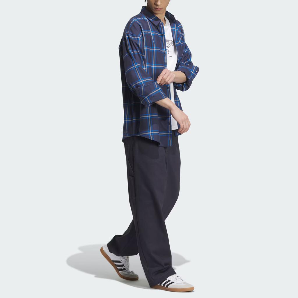 Adidas Originals City Skate FW24 Mountain Outdoor Comfortable Pure Cotton Sports Long Sleeve Shirt Men shirts Shadow-Blue Bird-Feather-Blue JC6836-1