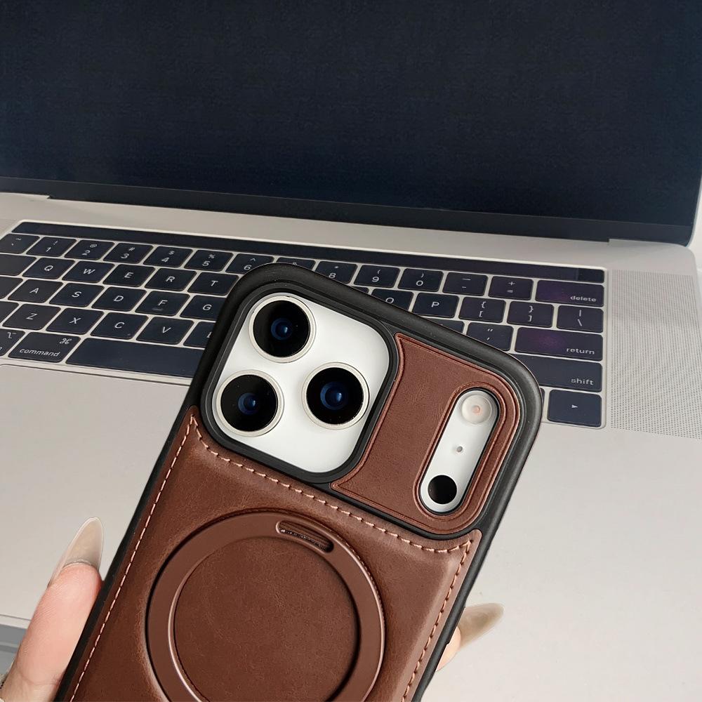 Suitable for iPhone 17 Phone Case Air Apple 17 Pro Max Magnetic Charging Leather Case Anti-drop Stand Business