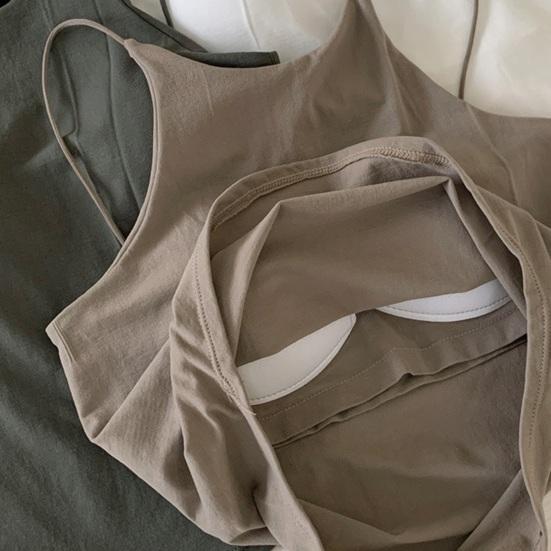 Women's Padded Cami Tank Top Double Lined Spaghetti Strap Basic Undershirts with Built in Bra Slim Fitted Summer Going Out
