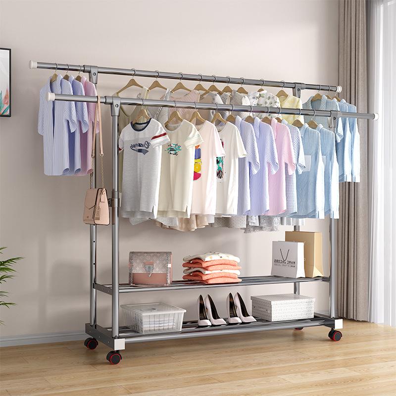 Cream Style Movable Indoor Clothes Drying Rack and Hanger