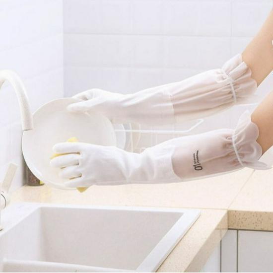 Thickened Non-Slip Waterproof Latex Dishwashing Gloves for Household Cleaning and Laundry