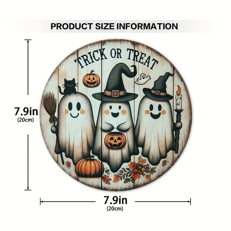 Pumpkin Wood Sign: Halloween Round Craft Door Pendant