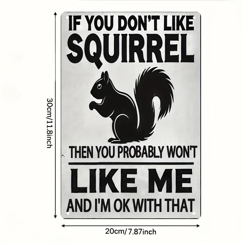 2D-Vintage Style Rectangular Iron Sign Animal Theme If You Don t Like Squirrels You Might Not Like Me Either Room Decor 20x30cm