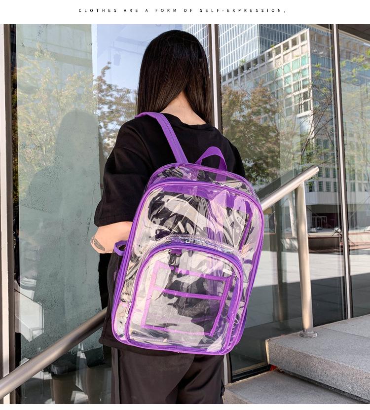 Large Capacity Transparent PVC Backpack for Students