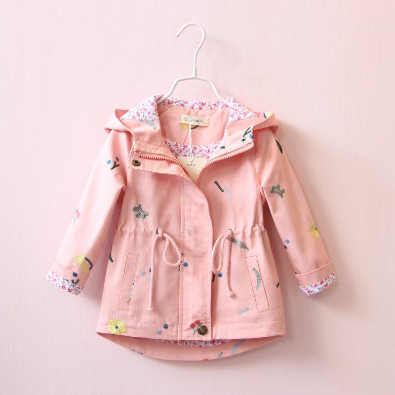 Kids Baby Girls Spring//Autumn Coat Long Sleeve Hooded Wind Coat Floral Jacket