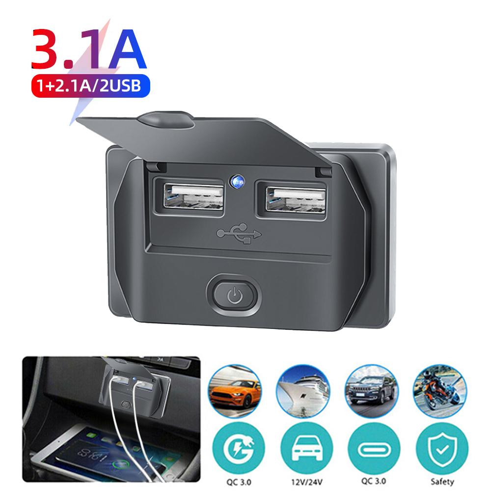 

Панель розетки USB C 12/24 В, настенное крепление, автомобильное зарядное устройство, гнездо с кнопочным переключателем и пылезащитной крышкой, водонепроницаемая для автобуса, дома на колесах, грузовика