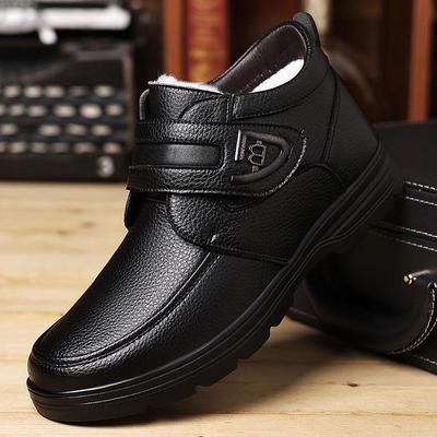 Herrenschuhe aus echtem Leder, warm gefüttert für den Winter, Übergröße, rutschfest, abriebfest, verdickte Wolle, Obermaterial Rindsleder.
