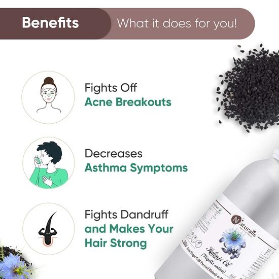 Naturalis Essence Of Nature Extra Virgin Cold Pressed Kalonji Or Black Seed Oil For Healthy Skin, Hair - 500Ml