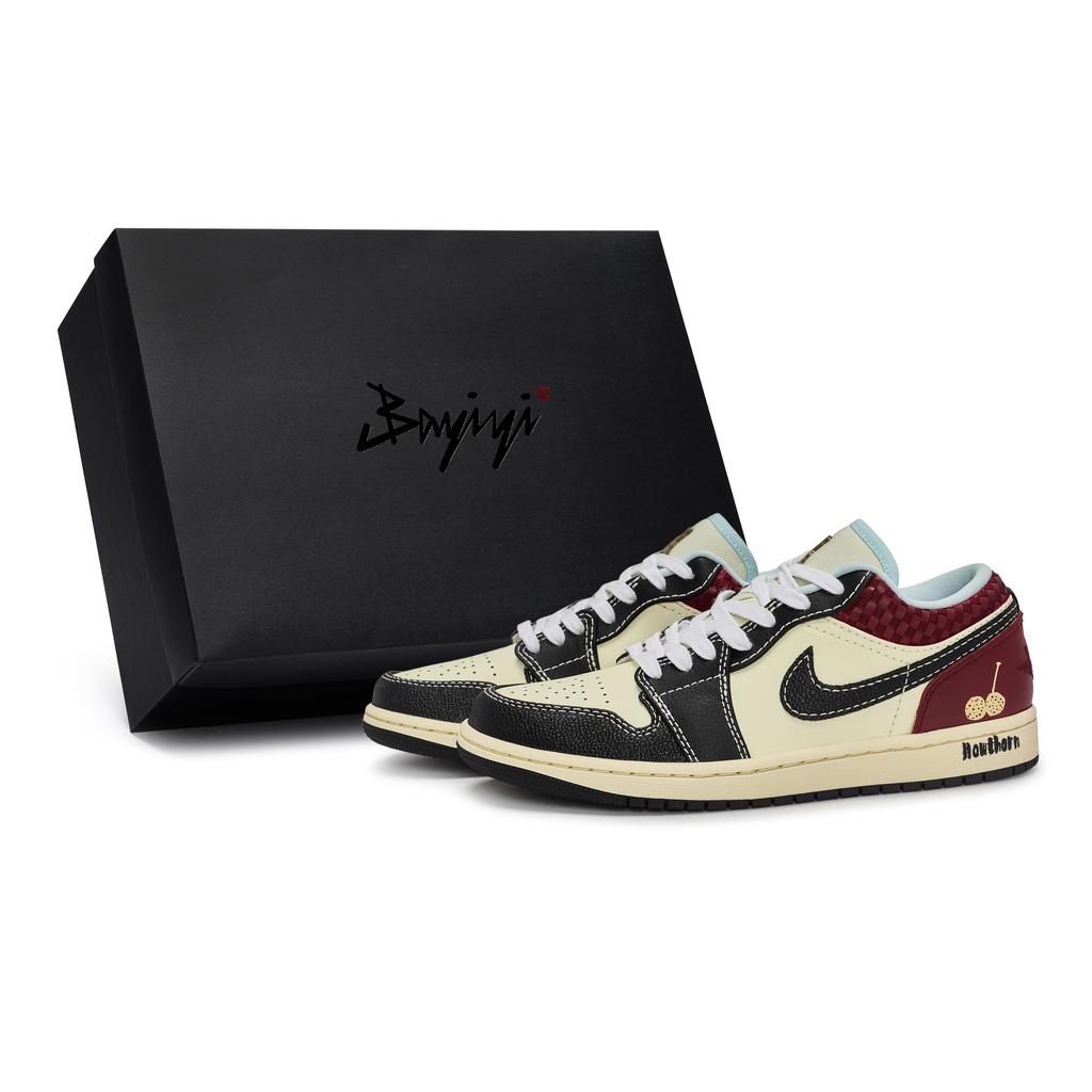 Jordan Air Jordan 1 811 Manufacturing, Hawthorn Fruit, Special Shoe Box Slip Resistant Abrasion Resistant Low Top HQ3437-101(Team80-S-BOX)