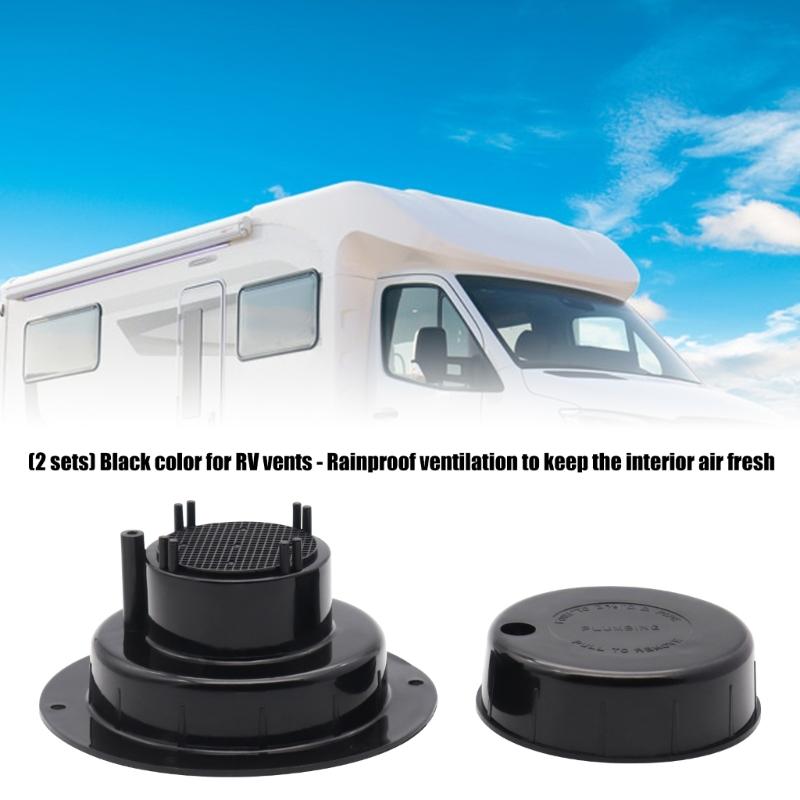 2 Set Plastic Campers Sewer Roof Top Cover RVs Plumbing Vent Cap Fit 1in to 2-3/8in OD Pipe Trailer Motorhome Accessories
