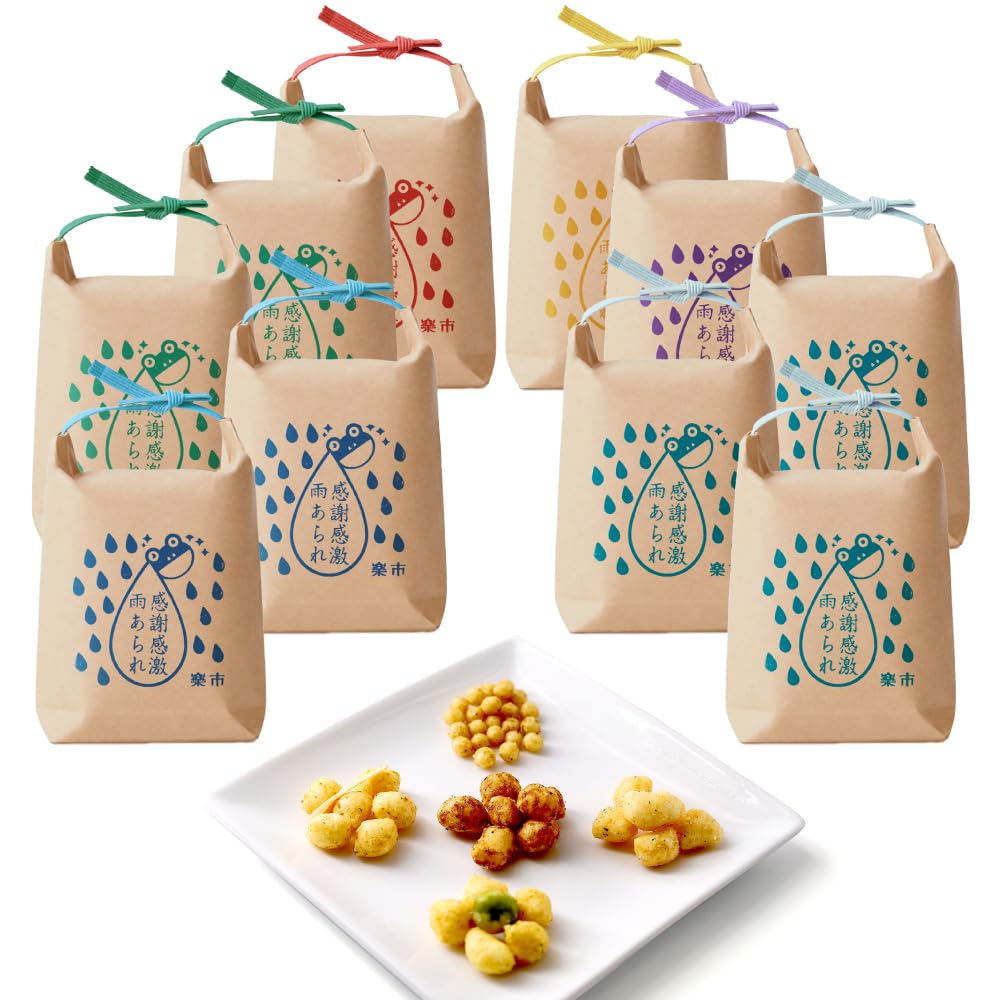 

Okashi Rakuichi Спасибо Град Мини рисовые мешочки Ассорти Индивидуально упакованные рисовые крекеры Идеально для лета, выхода на пенсию и работы (10 сумок) -