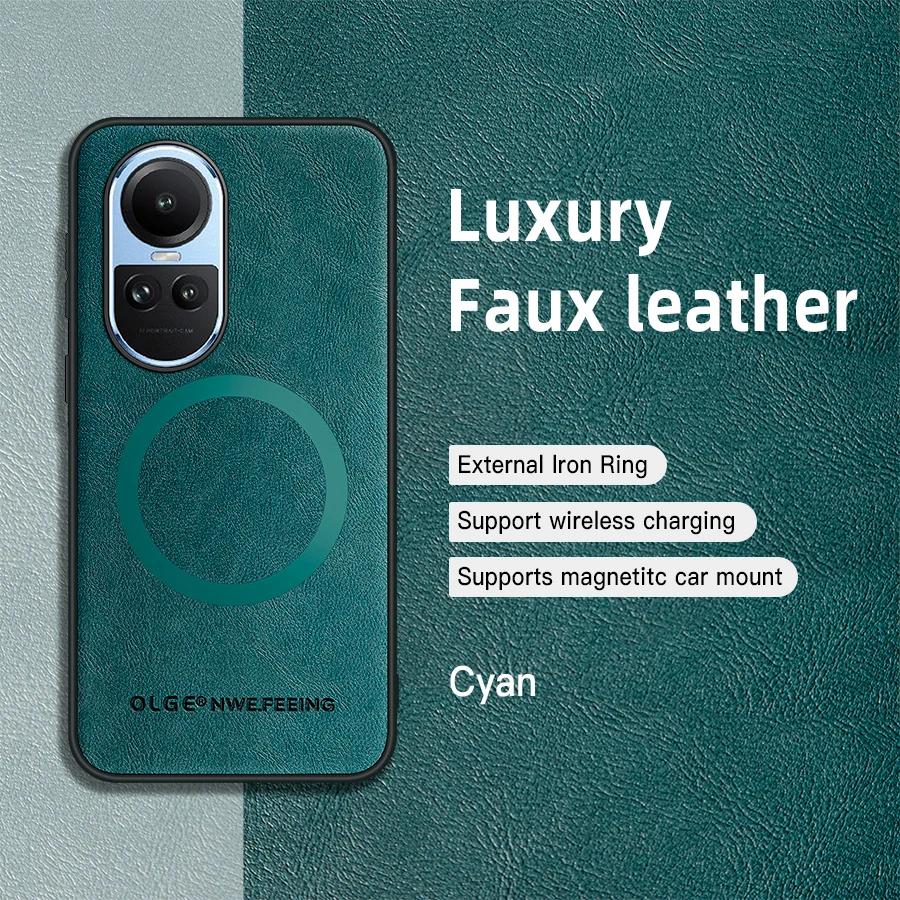 For OPPO Reno 10 10 Pro 10 ProPlus PU Leather Magnetic Ring Soft Edge Anti-Drop Anti-Fingerprint Phone Case