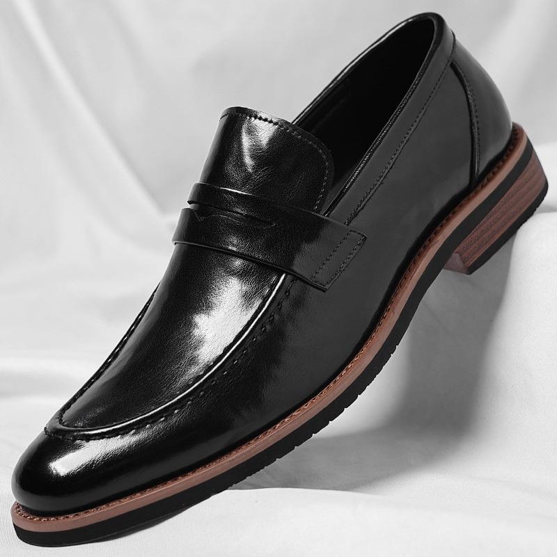 Fashion New Britain Gentleman Pointed Penny Loafter Patent Leather Shoes For Men Business Casual Formal Wedding Dress Footwear