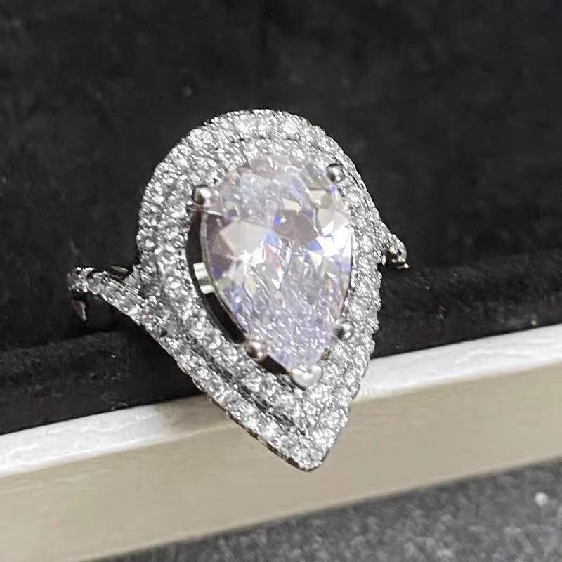 Elegant Dazzling Jewelry Water Drop Diamond Ring for Women - Adjustable Open Band Adjustable Open Size